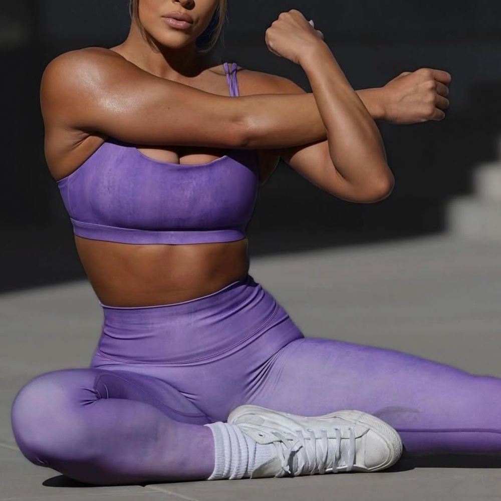 Purple Workout Set Leggings Sports Bra XSmall Matching Activewear
